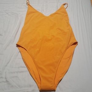 Mustard high cut leg, scoop back bathingsuit